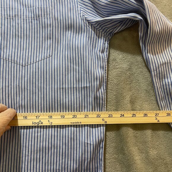 John W. Nordstrom Mens Striped Egyptian Cotton Button-Up Shirt L Blue/White - Picture 16 of 16